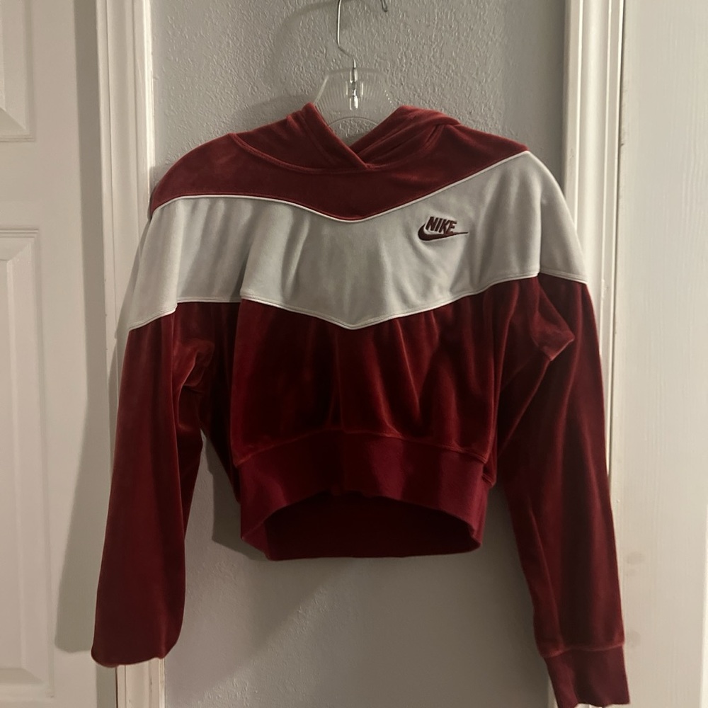 velvet nike crop top hoodie